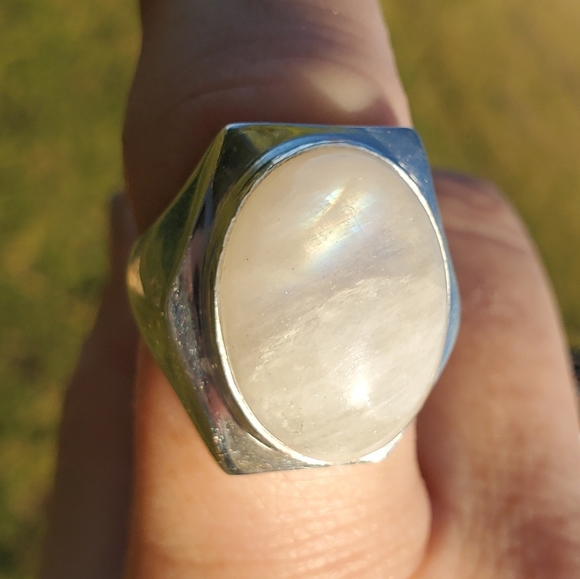 New Men's Rainbow Moonstone 925 Silver Ring. - Picture 3 of 16